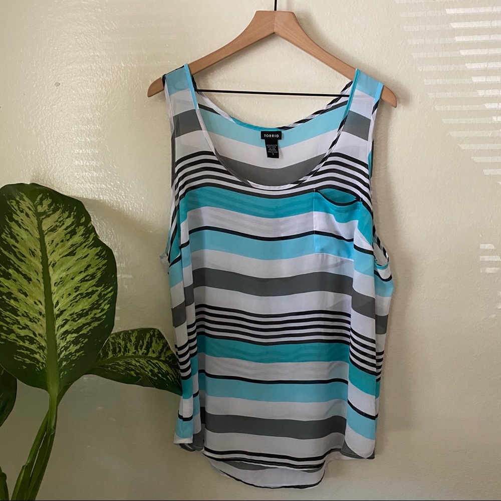 Torrid | Striped Chiffon Tank Top - Picture 2 of 6